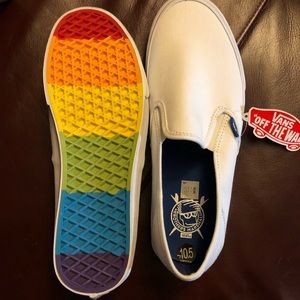 Vans White Slip Ons